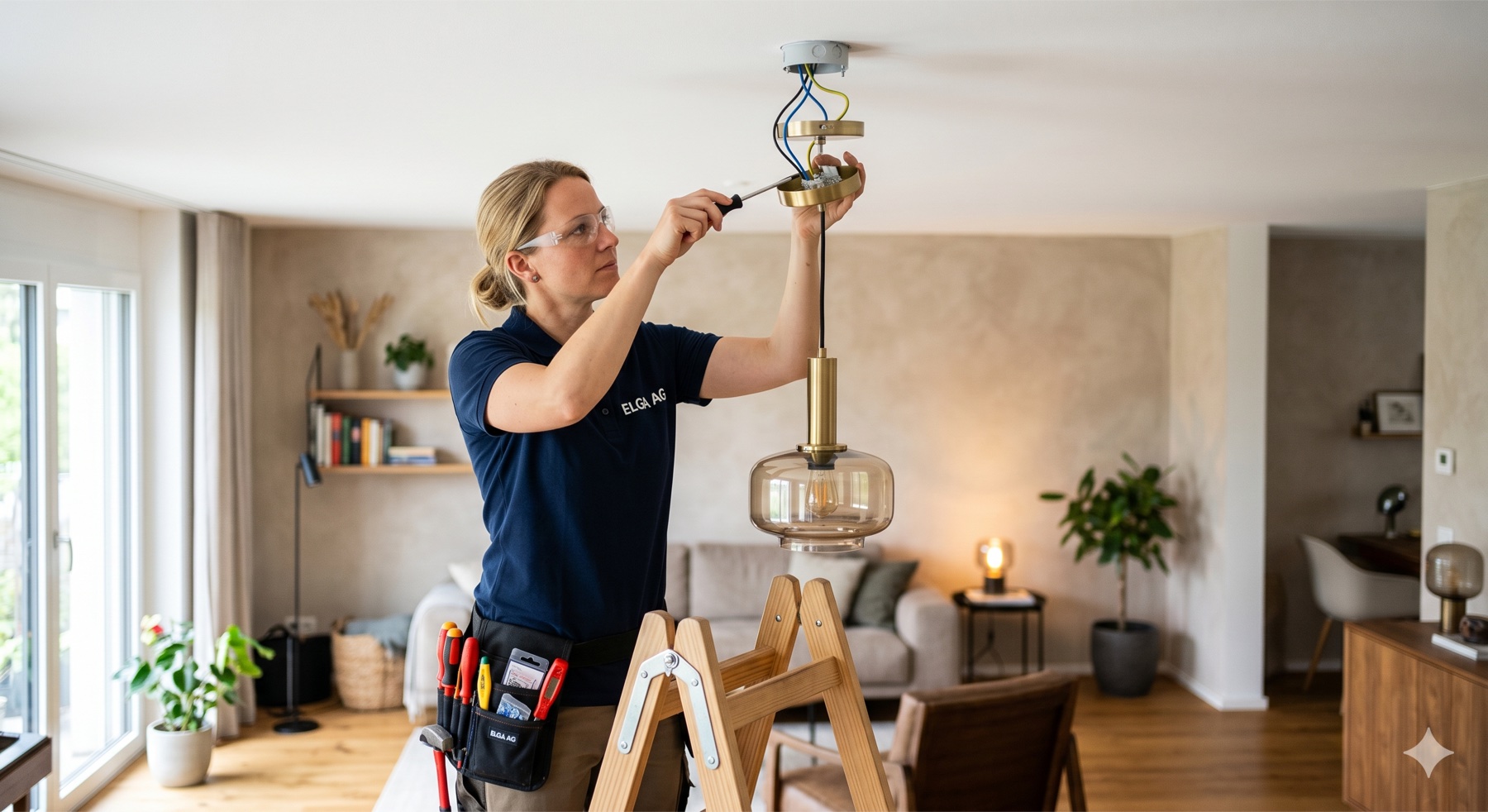 Elektriker bei der Ausführung eines Kleinauftrags